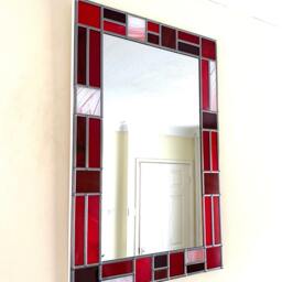 Mondrian Style Red Border Mirror - thumbnail 2