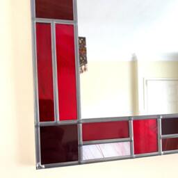 Mondrian Style Red Border Mirror - thumbnail 4