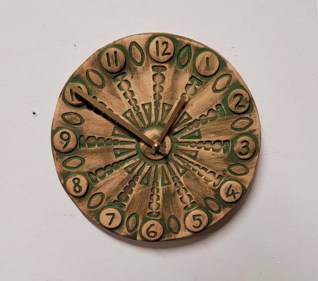 Hand Made Circular Round Matt Green Natural Ceramic Wall Clock Quartz 25.5 cm Diam - image 1