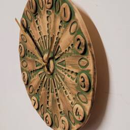 Hand Made Circular Round Matt Green Natural Ceramic Wall Clock Quartz 25.5 cm Diam - thumbnail 3