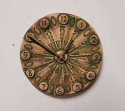 Hand Made Circular Round Matt Green Natural Ceramic Wall Clock Quartz 25.5 cm Diam