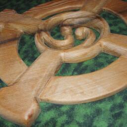 Celtic Wheel Cross Wood Carved Even Arm Circle Triskelion Triple Goddess Druid Sun Moon Irish Scottish Wiccan Pagan Wall Decor - thumbnail 3