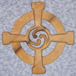 Celtic Wheel Cross Wood Carved Even Arm Circle Triskelion Triple Goddess Druid Sun Moon Irish Scottish Wiccan Pagan Wall Decor - thumbnail 2