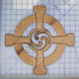 Celtic Wheel Cross Wood Carved Even Arm Circle Triskelion Triple Goddess Druid Sun Moon Irish Scottish Wiccan Pagan Wall Decor - thumbnail 4