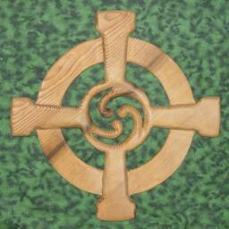 Celtic Wheel Cross Wood Carved Even Arm Circle Triskelion Triple Goddess Druid Sun Moon Irish Scottish Wiccan Pagan Wall Decor - thumbnail 1