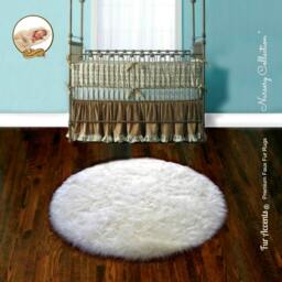 Faux Fur Round Sheepskin Shag Accent Rug - Plush Stylish Nursery Den Living Room All Colors -Sizes Designer Rugs Accents Usa - thumbnail 2