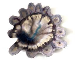 Wabi Sabi Ceramic Wall Art Purple Crackle Glaze Sculpture