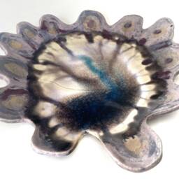 Wabi Sabi Ceramic Wall Art Purple Crackle Glaze Sculpture - thumbnail 3