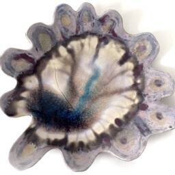 Wabi Sabi Ceramic Wall Art Purple Crackle Glaze Sculpture - thumbnail 4
