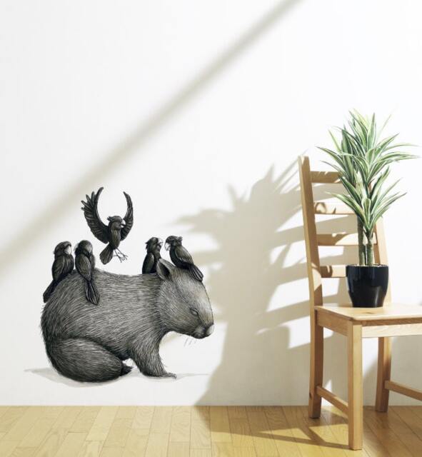 Wombat 5 Cockies Wall Sticker Decal - Australian Animal Decals, Stickers, Kids, Native Animals Art