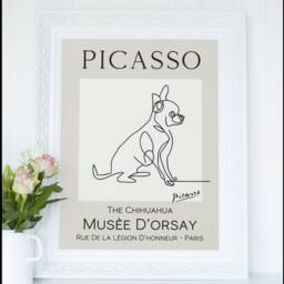 Picasso Style Chihuahua Line Art Print Dog Wall Decor - thumbnail 2