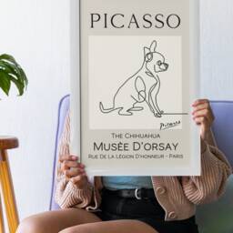 Picasso Style Chihuahua Line Art Print Dog Wall Decor - thumbnail 3