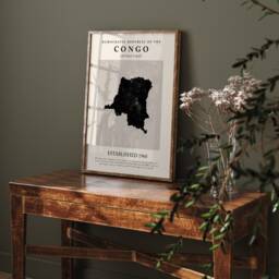 Congo Map Vintage Abstract Wall Art Print Picasso + Matisse Inspired Travel Poster - thumbnail 1