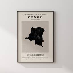 Congo Map Vintage Abstract Wall Art Print Picasso + Matisse Inspired Travel Poster - thumbnail 2