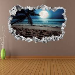 Tropical Beach Palm Tree Moon Wall Decal Sticker Mural Poster Print Art Home Office Decor Kp25 - thumbnail 1