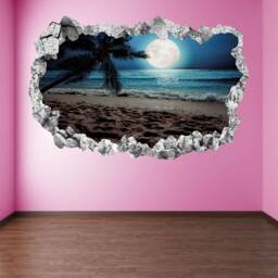 Tropical Beach Palm Tree Moon Wall Decal Sticker Mural Poster Print Art Home Office Decor Kp25 - thumbnail 2