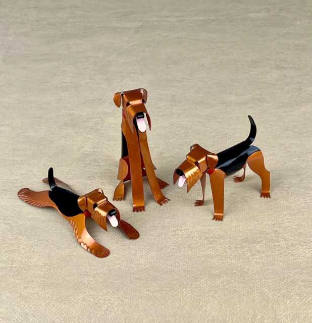 Airedale Terrier Handmade Copper Sculpture, Collectible Miniature Figurine - image 1