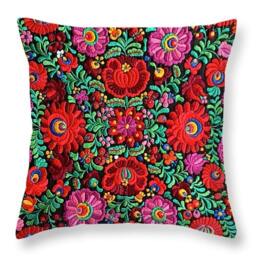 Throw Pillow Hungarian Magyar Matyo Folk Embroidery Photo Printed On Cotton in 14x14 To 26x26 Or Oblong 20x14 Decor Accent Housewares - thumbnail 1