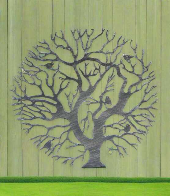 Tree Of Life Silver With A Black Touch Wall Art For Outdoors & Indoors 40cm - image 1