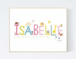 Personalised Girls Animal Name Print - Wall Art Nursery Prints Children's Illustration - thumbnail 1