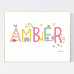 Personalised Girls Animal Name Print - Wall Art Nursery Prints Children's Illustration - thumbnail 3
