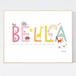 Personalised Girls Animal Name Print - Wall Art Nursery Prints Children's Illustration - thumbnail 2