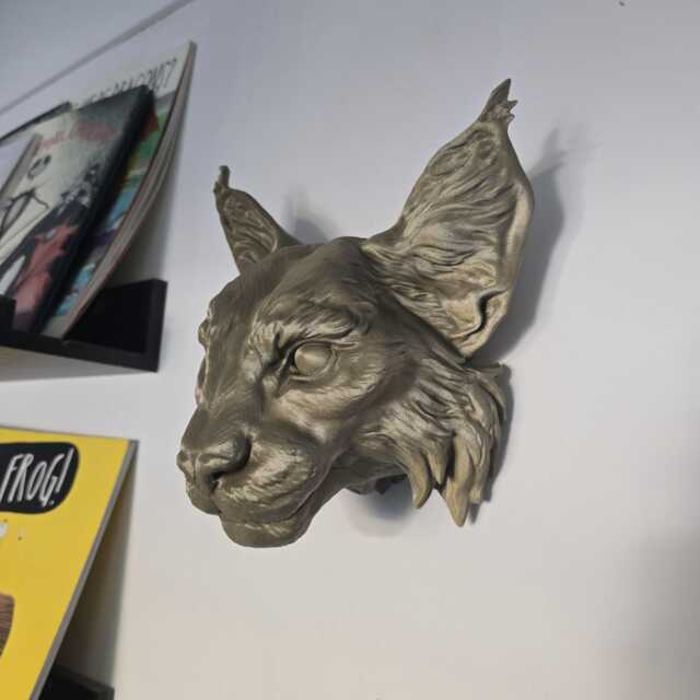 Lynx Cat Head Wall Mount - Animal Home Decor 3D Printed - image 1