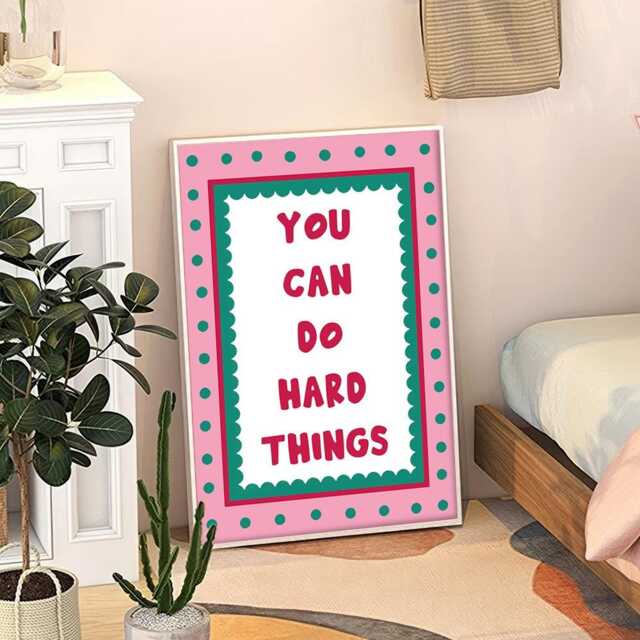 You Can Do Hard Things Art Canvas Poster, Trendy Wall Art, Apartment Aesthetic Decor, Retro Home Printed Gift - image 1