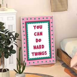You Can Do Hard Things Art Canvas Poster, Trendy Wall Art, Apartment Aesthetic Decor, Retro Home Printed Gift - thumbnail 1