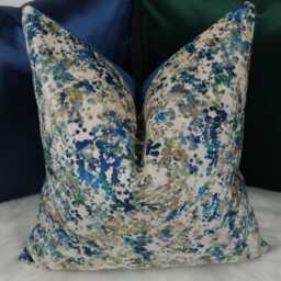 Saisons Winter Berry Textured Velvet Cushion Cover Throw Designer Art Of The Loom Fabric. Monet Style Blues Greens Cream Textured Background - thumbnail 3