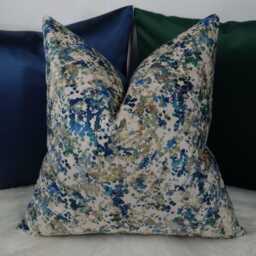 Saisons Winter Berry Textured Velvet Cushion Cover Throw Designer Art Of The Loom Fabric. Monet Style Blues Greens Cream Textured Background