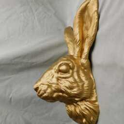 Extra Large Gold Rabbit Head Wall Art 38cm Tall - 3D Printed Decor - thumbnail 4