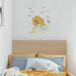 Personalised Mermaid Wall Sticker Pack, Mustard & Blue Decals, Stickers For Walls, Themed Room - thumbnail 2