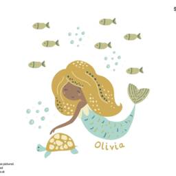 Personalised Mermaid Wall Sticker Pack, Mustard & Blue Decals, Stickers For Walls, Themed Room - thumbnail 3