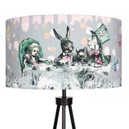 Lampshade Alice in Wonderland Grey Velvet - Drum Lamp Shade 25cm 30cm 35cm 40cm 45cm Table Lamp Shade, Ceiling Shade, Pendant