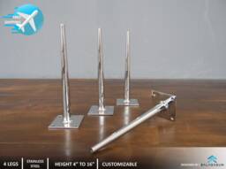 Tapered Stainless Steel Coffee Table Legs, Modern Furniture, Chrome Furniture Set Of 4