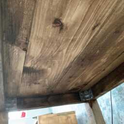 Handmade Solid Wood Rustic Farmhouse Kitchen Tables & Benches With Wooden Legs Made From Reclaimed Pine - thumbnail 4
