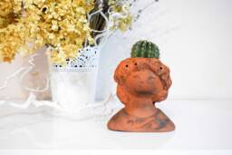 Handcrafted Girl Figurine Planter - For Small Plants Or Air Plants, Table & Shelf Decor - thumbnail 1