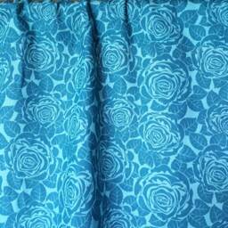 Curtain Panel Beige Teal Blues Roses Leaves Floral Modern Decor Cafe Curtain Kitchen Valance , Runner Napkins Available, Great Gift - thumbnail 3
