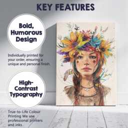 Bohemian Floral Crown Freckled Girl Watercolour Portrait Canvas Wall Art Print Decor Picture Ready To Hang - thumbnail 2