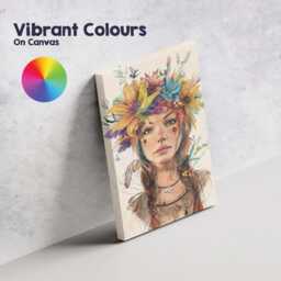 Bohemian Floral Crown Freckled Girl Watercolour Portrait Canvas Wall Art Print Decor Picture Ready To Hang - thumbnail 4