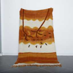Handwoven Berber Wool Rug Moroccan Tree Design, Earth Tones - 4.5x7.9 Ft - thumbnail 1
