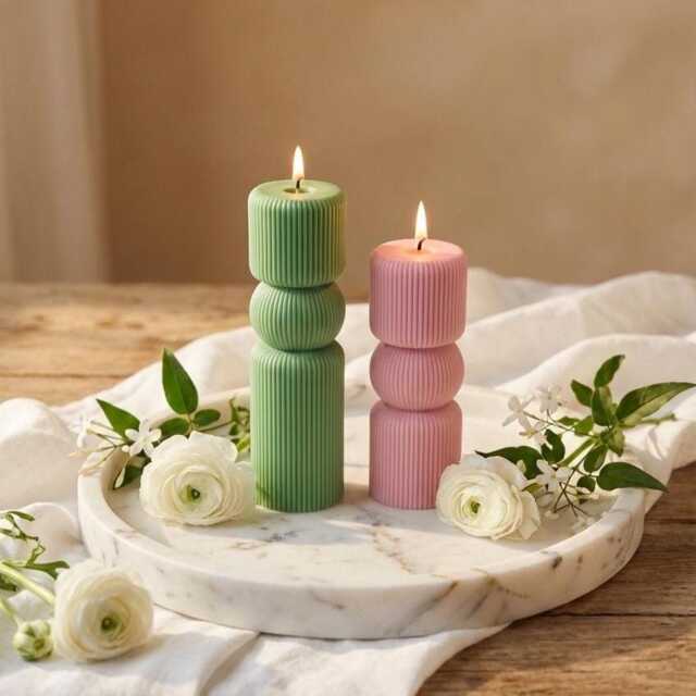Roman Pillar Candle - Sculptural Handmade Soy Wax Aesthetic Home Decor Decorative Wedding Favour - image 1