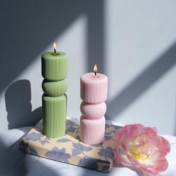 Roman Pillar Candle - Sculptural Handmade Soy Wax Aesthetic Home Decor Decorative Wedding Favour - thumbnail 3