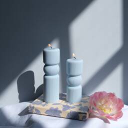 Roman Pillar Candle - Sculptural Handmade Soy Wax Aesthetic Home Decor Decorative Wedding Favour - thumbnail 2