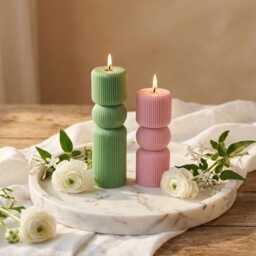 Roman Pillar Candle - Sculptural Handmade Soy Wax Aesthetic Home Decor Decorative Wedding Favour - thumbnail 1