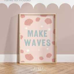 Make Waves Mermaid & Sea Shell Print, Girl Bedroom Decor, Under The Nursery Print - thumbnail 2