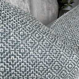 Pale Teal - Blue Geometric Woven Cushion Cover -Geometric Pillow/Designer Sanderson Linen Fabric - 12x20 - thumbnail 2
