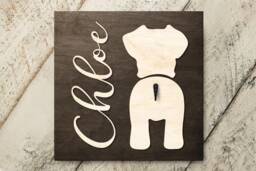 Personalized French Bulldog Sign, Custom Pet Name Wood Holder For Dog Leash, Birthday Gift - thumbnail 1