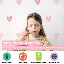 Pink Heart Wall Stickers - Fabric Peel & Stick Watercolour Decals For Kids Rooms & Nursery - thumbnail 3